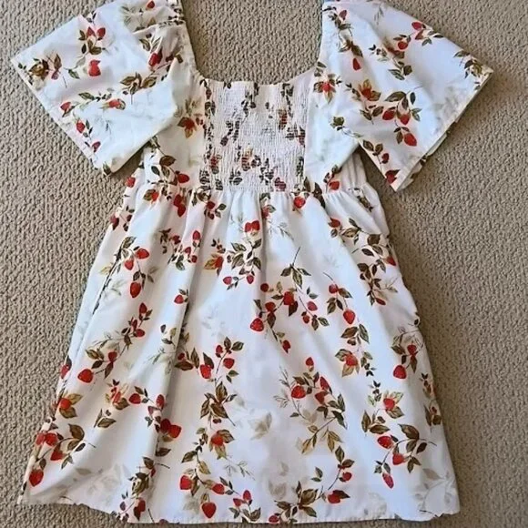 EUC Old Navy Strawberry Fields Puff-Sleeve Mini Dress Size Large - Picture 2 of 6